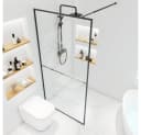 HOME DELUXE Duschwand BAKI Schwarz 10 mm ESG-Glas Aluminium-Rahmen Bild 3