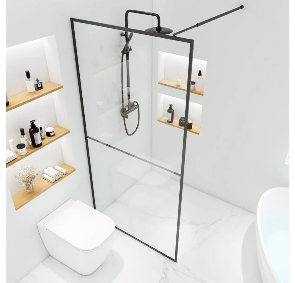 HOME DELUXE Duschwand BAKI Schwarz 10 mm ESG-Glas Aluminium-Rahmen - Bild 3