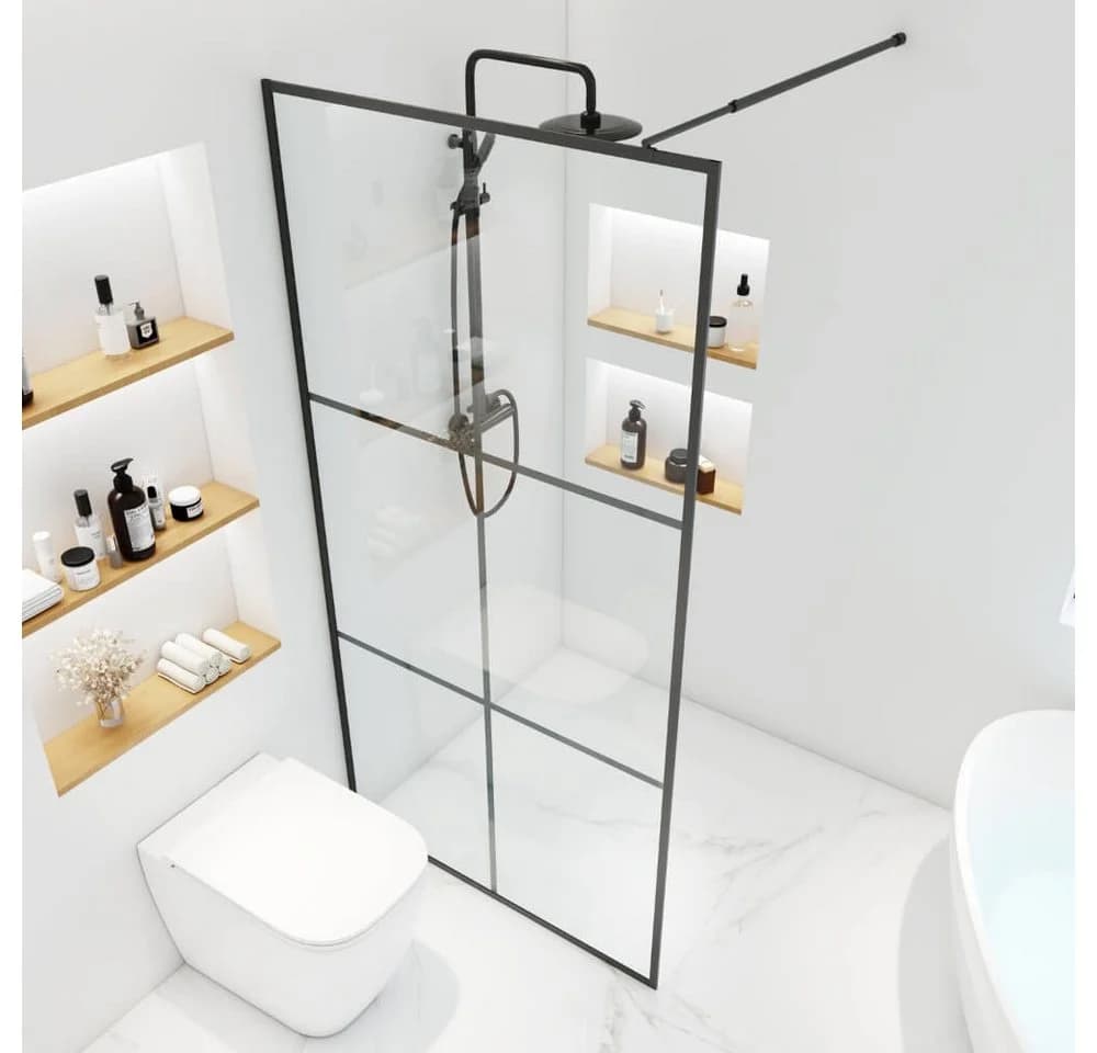 HOME DELUXE Duschwand BAKI Schwarz 6 Raster ESG Glas - Bild 3