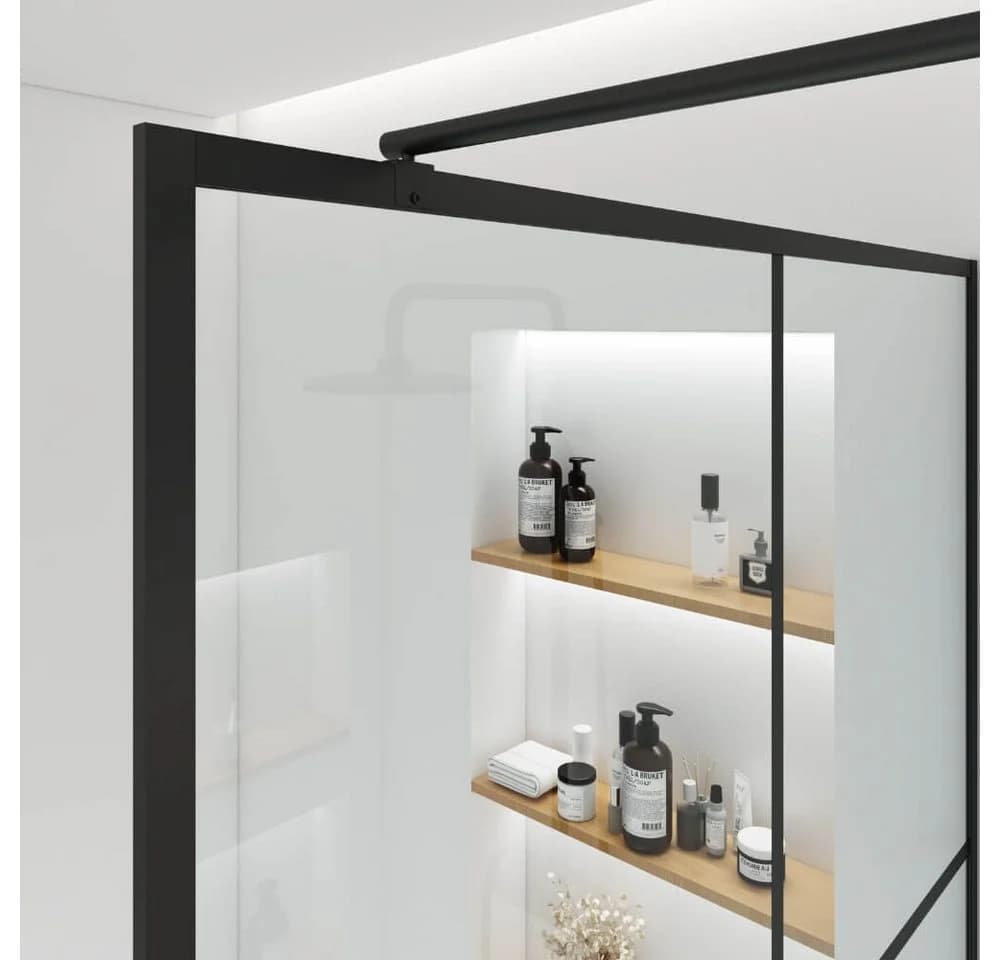 HOME DELUXE Duschwand BAKI Schwarz 6 Raster ESG Glas - Bild 4