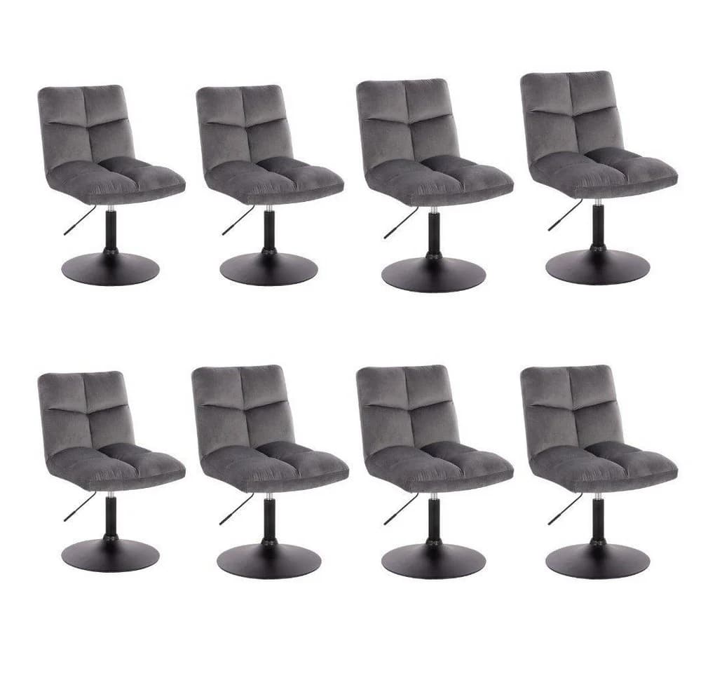 HOME DELUXE Pokerstuhl 8er Set ACE Drehbar Samt Hellgrau - Bild 3