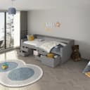 HOME DELUXE Kinderbett COSMOS Grau mit Schubladen und Matratze Bild 1