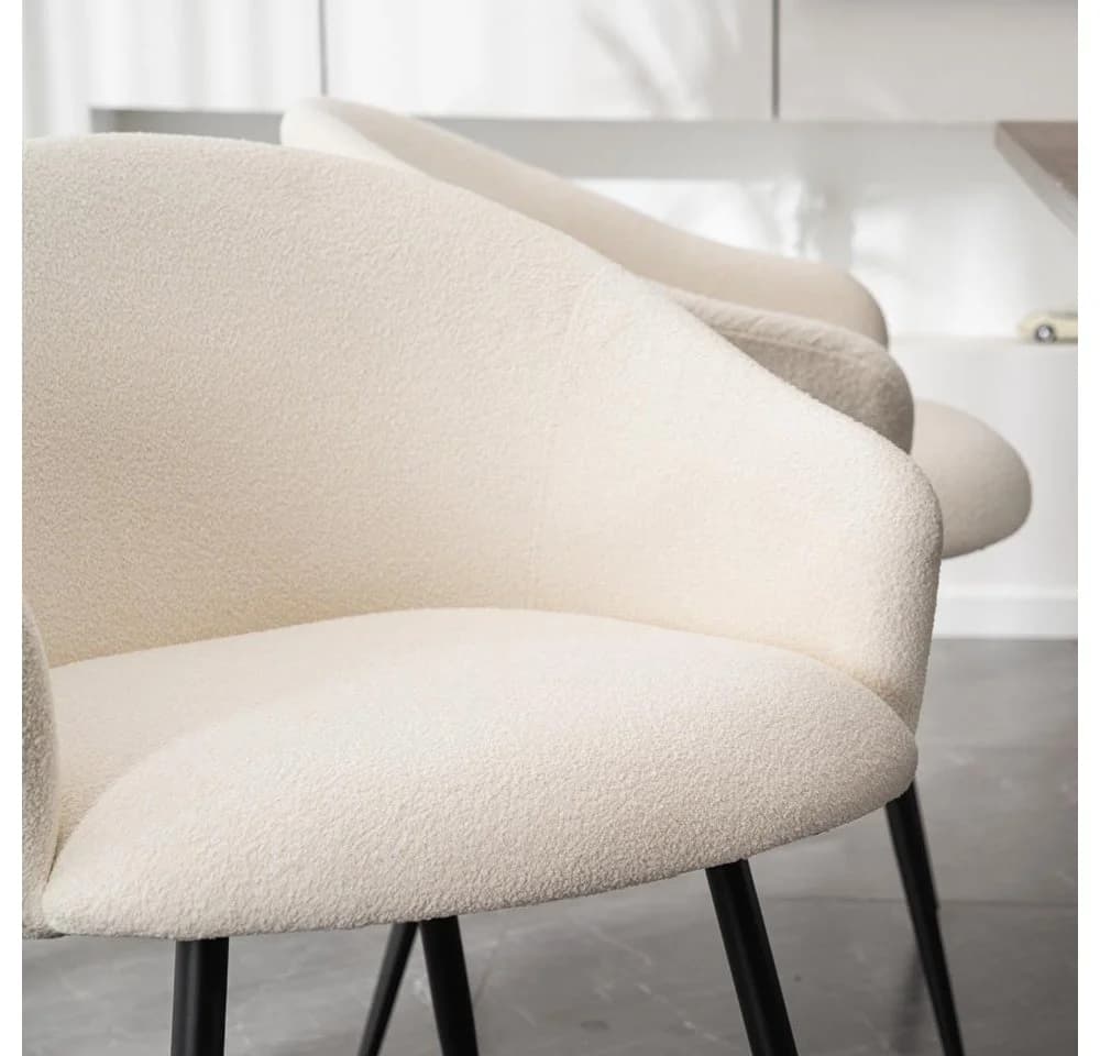 HOME DELUXE Esszimmerstuhl CELESTE Bouclé Weiß - Polsterstuhl - Bild 3