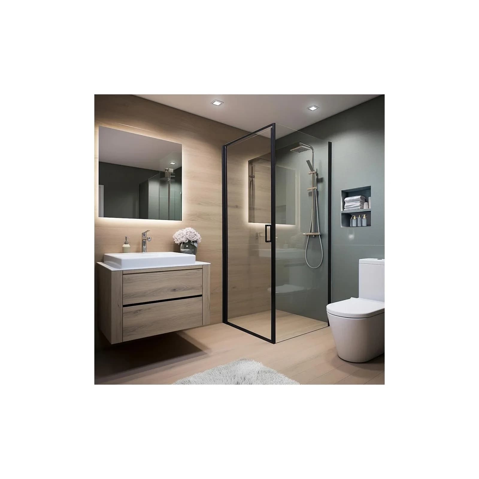 Home Deluxe Duschkabine LIVIA Schwarz Matt Sicherheitsglas