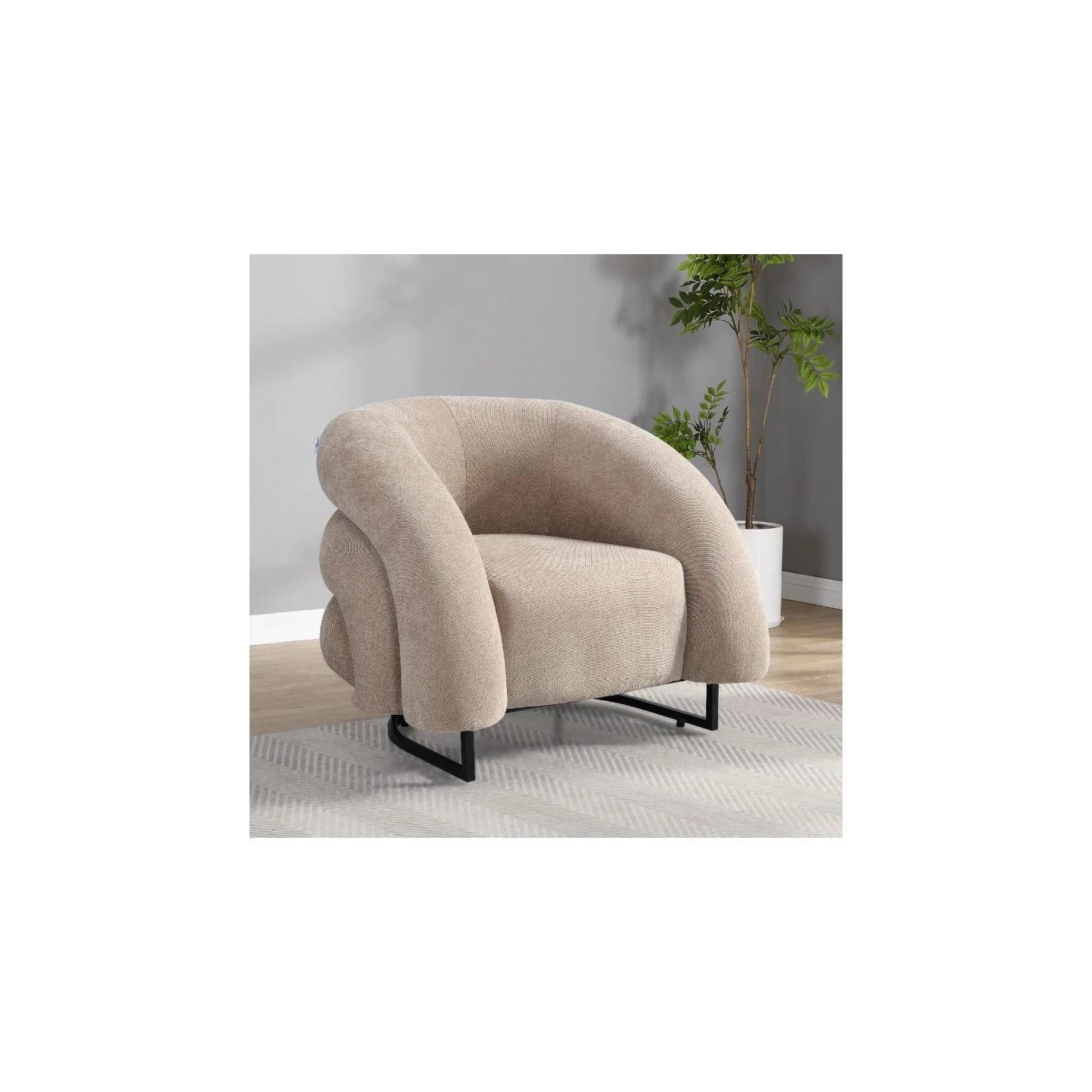 HOME DELUXE Loungesessel MACA Beige Samtgewebe