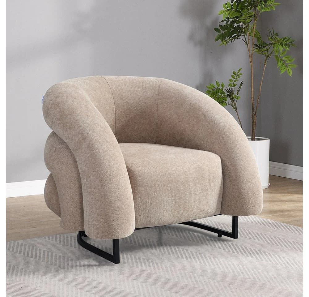HOME DELUXE Loungesessel MACA Beige Samtgewebe - Bild 2
