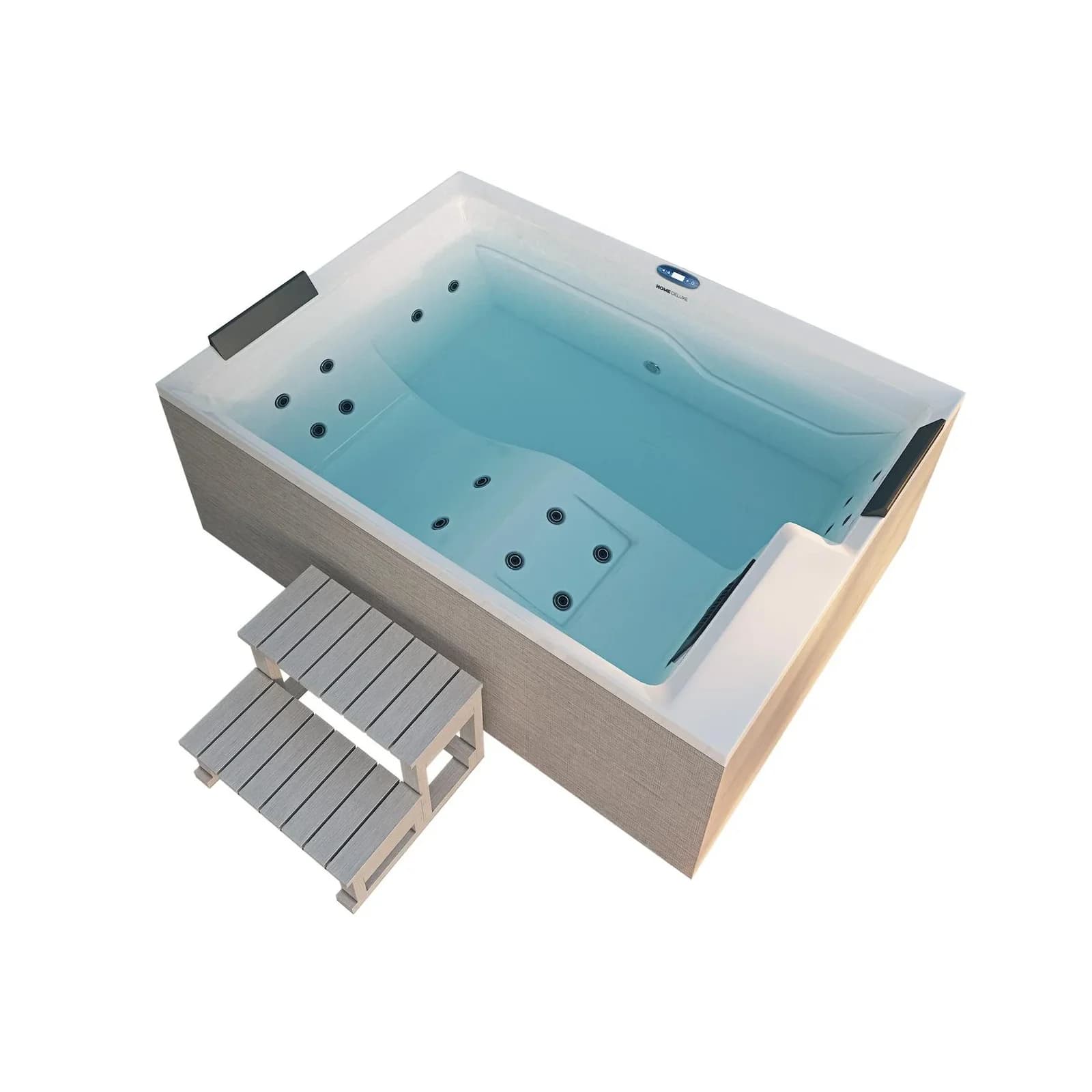 HOME DELUXE Outdoor Whirlpool NIMBUS DELUXE mit Thermoabdeckung und Treppe