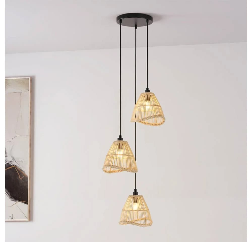 HOME DELUXE Hängeleuchte FELIA Rattan Beige Boho