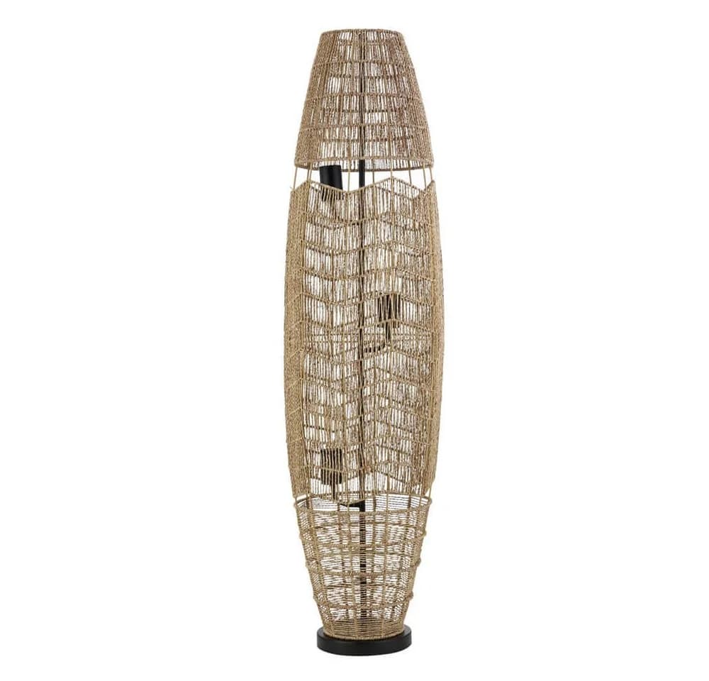 HOME DELUXE Stehlampe KIKO Jute Schwarz Beige Trittschalter