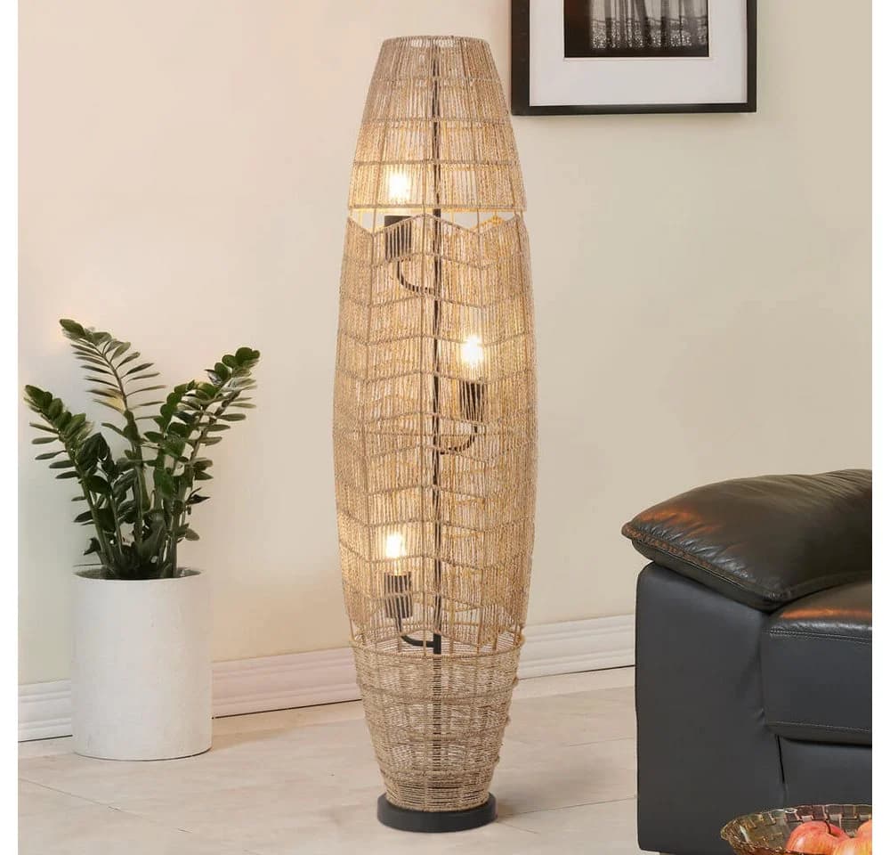 HOME DELUXE Stehlampe KIKO Jute Schwarz Beige Trittschalter - Bild 2