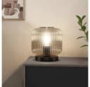 HOME DELUXE Tischleuchte LILY Glas Rauchgrau Schwarz Bild 1