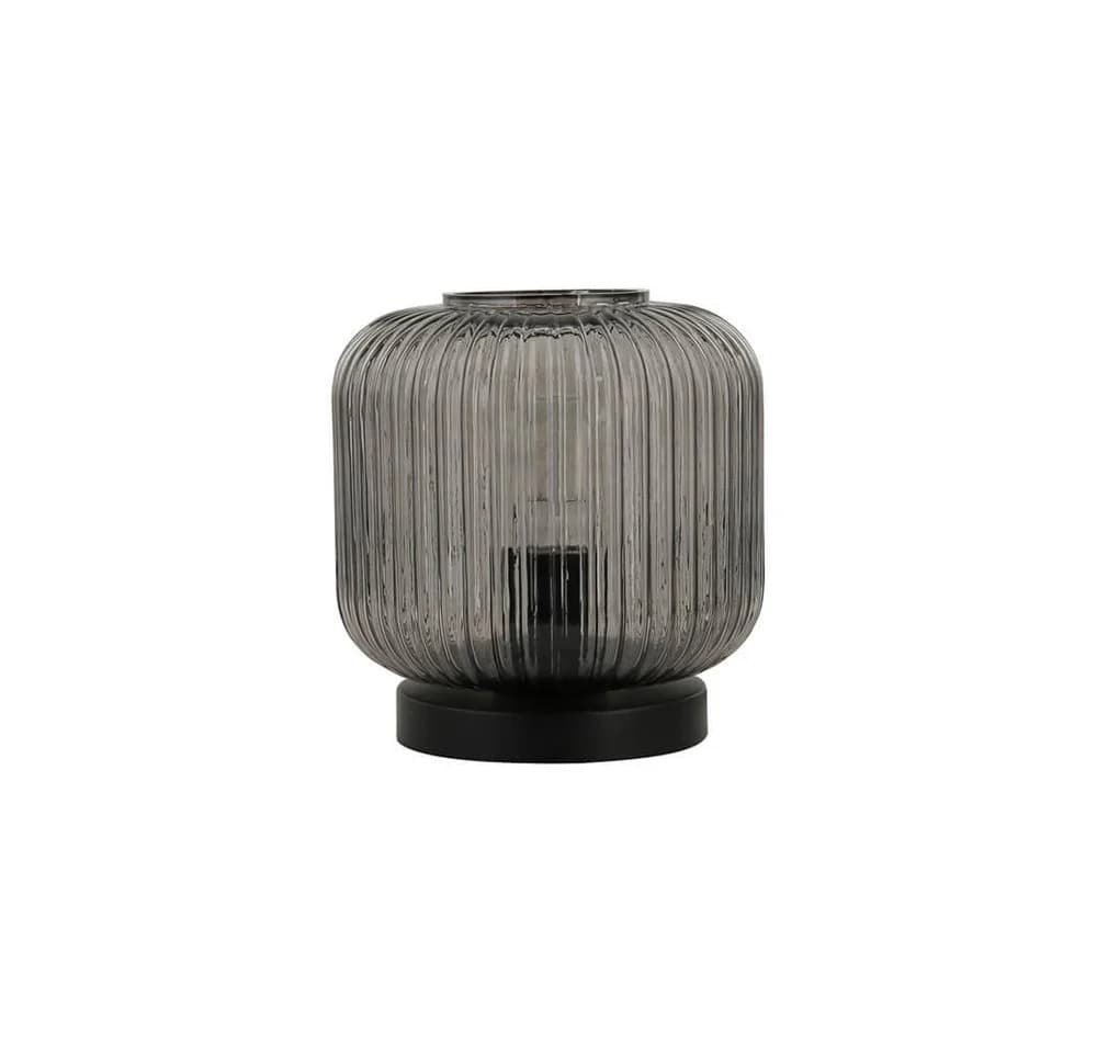 HOME DELUXE Tischleuchte LILY Glas Rauchgrau Schwarz - Bild 2