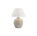HOME DELUXE Tischleuchte LENE Steinoptik Beige Weiß Stoffschirm Bild 2