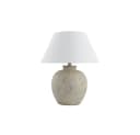 HOME DELUXE Tischleuchte LENE Steinoptik Beige Weiß Stoffschirm Bild 4