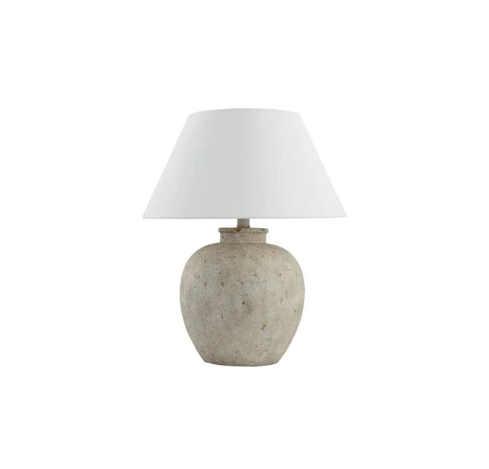 HOME DELUXE Tischleuchte LENE Steinoptik Beige Weiß Stoffschirm - Bild 4
