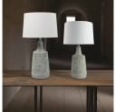 HOME DELUXE Tischleuchte CARO Steinoptik Weißer Stoffschirm Bild 3