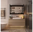 HOME DELUXE LED-Spiegelschrank Schwarz - Badezimmerschrank mit Glasablagen Bild 1