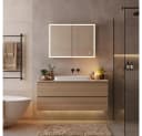 HOME DELUXE LED-Spiegelschrank Schwarz - Badezimmerschrank mit Glasablagen Bild 2