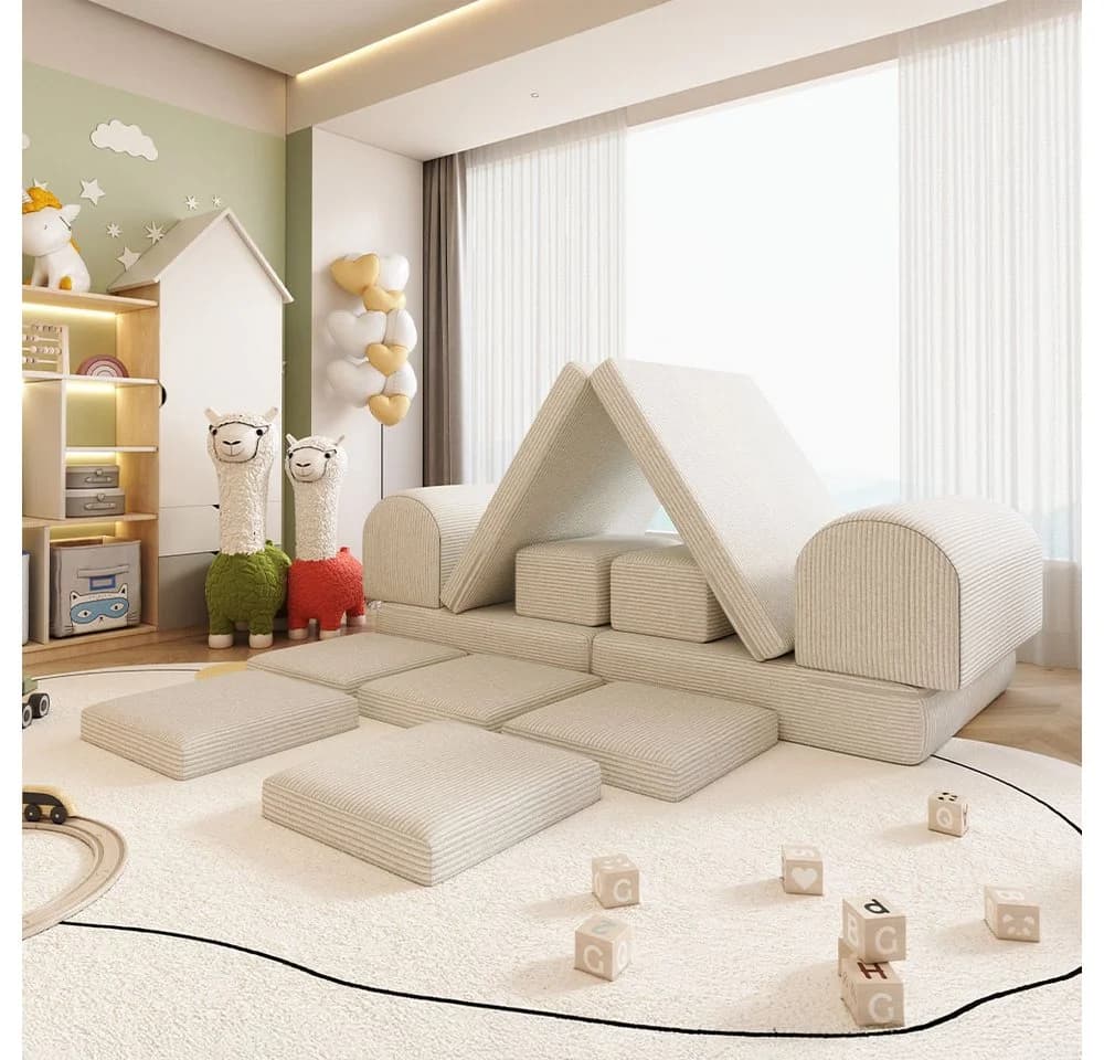 HOME DELUXE Kindersofa Spielsofa LIV inkl. Stapelsteine, Modulares Spielsofa, Cord Beige - Bild 2