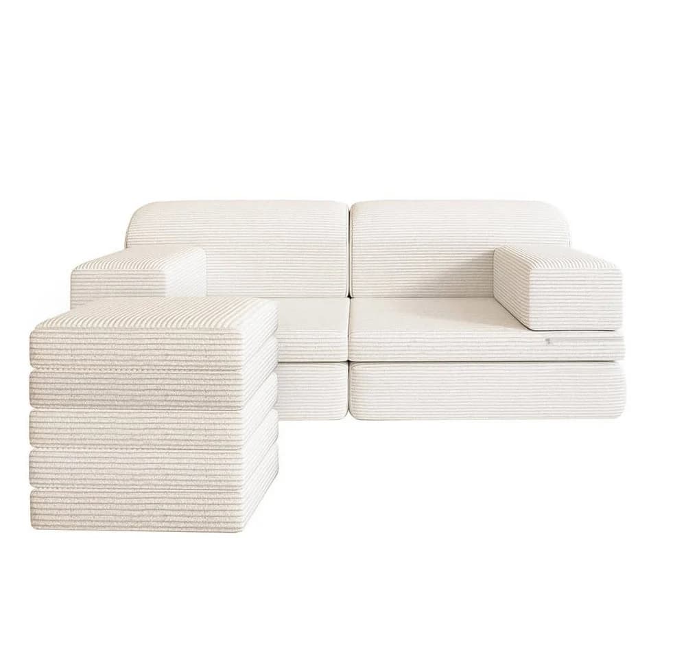 HOME DELUXE Kindersofa Spielsofa LIV inkl. Stapelsteine, Modulares Spielsofa, Cord Beige - Bild 3