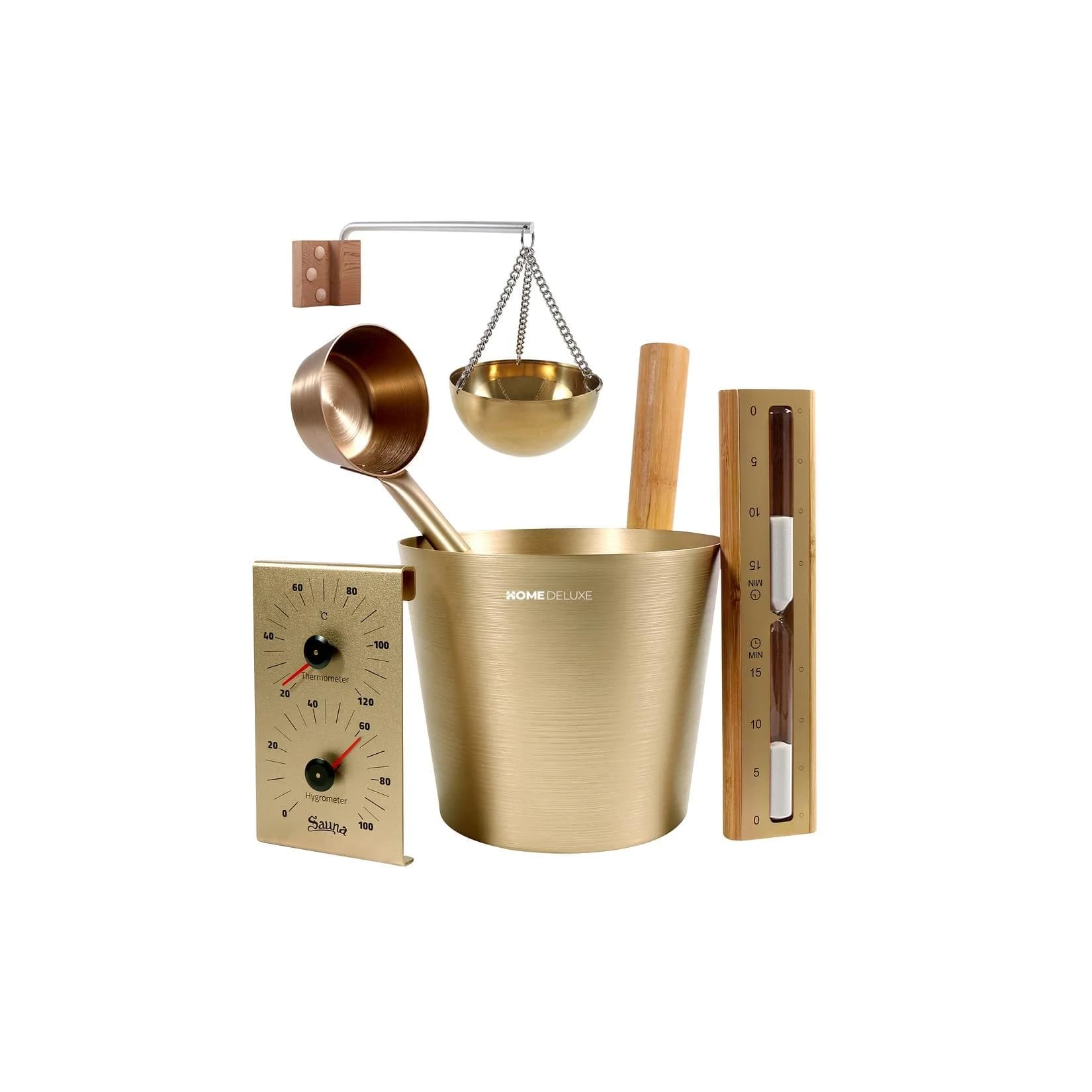 HOME DELUXE Sauna-Aufgussset THERA Gold 5-tlg. Aluminium