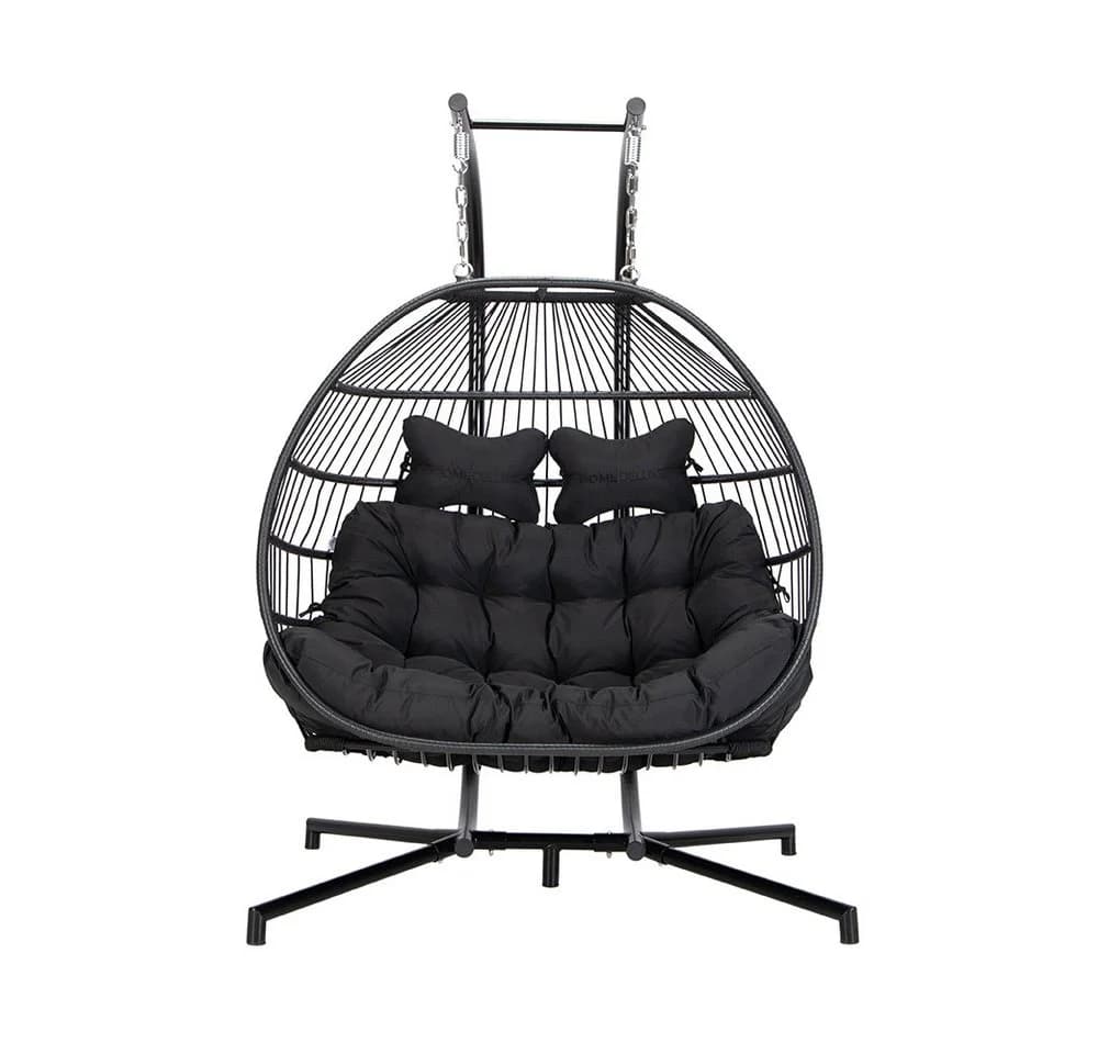 HOME DELUXE Hängesessel LOMA 2-Sitzer Schwarz Wetterfest