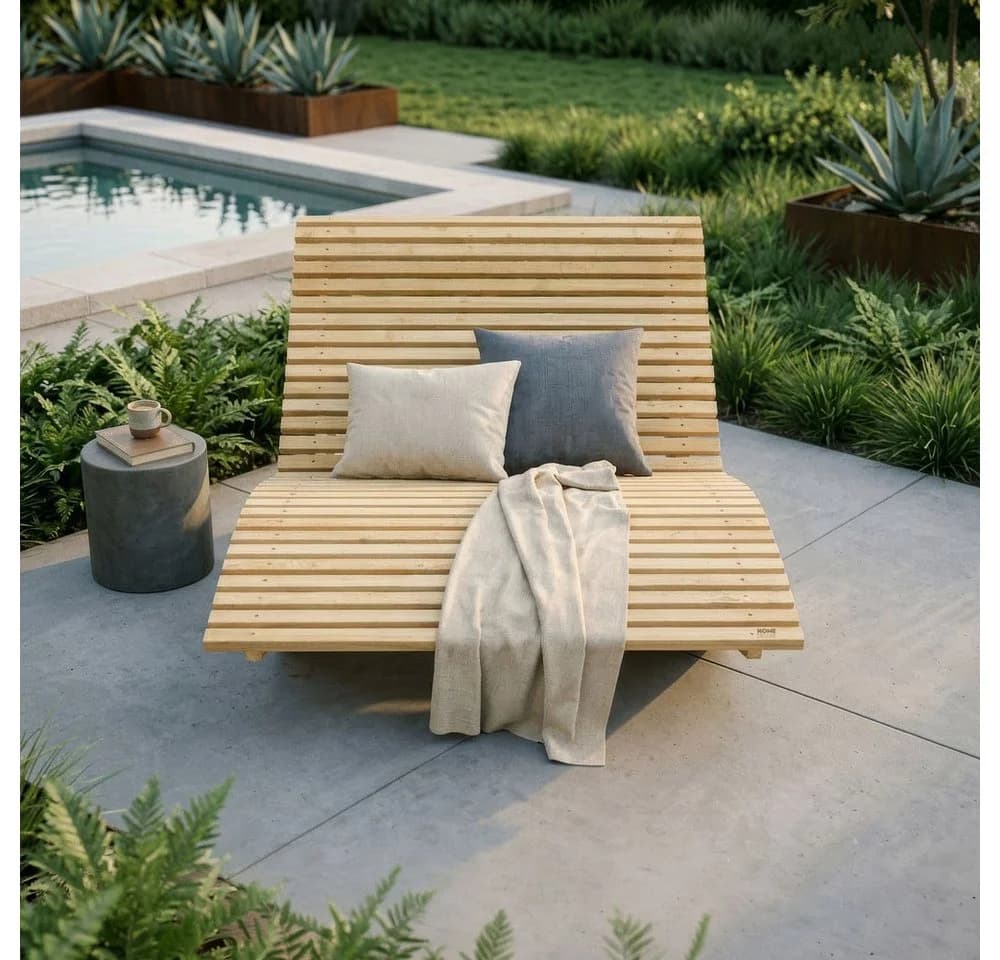 HOME DELUXE Gartenliege Wellenholzliege WOLGA Lärchenholz - Bild 3