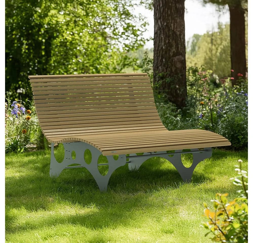 HOME DELUXE Wellenliege NIRA Braun Grau WPC Gartenliege