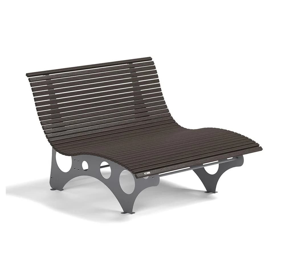 HOME DELUXE Wellenliege NIRA Braun Grau WPC Gartenliege - Bild 2