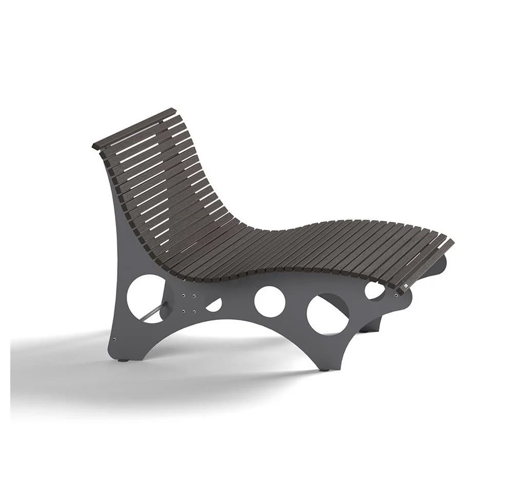 HOME DELUXE Wellenliege NIRA Braun Grau WPC Gartenliege - Bild 3