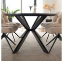 HOME DELUXE Esstisch Oval AVENTIS Light Oak Schwarz Bild 3