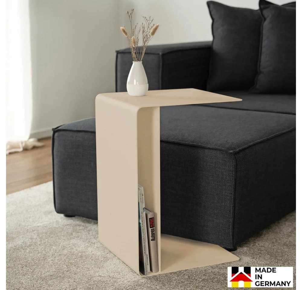 HOME DELUXE Beistelltisch ZIMA Stahl Beige 360° Drehbar - Bild 2