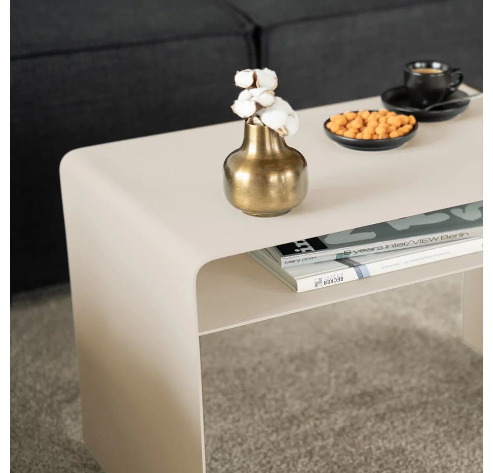 HOME DELUXE Beistelltisch ZIMA Stahl Beige 360° Drehbar - Bild 5