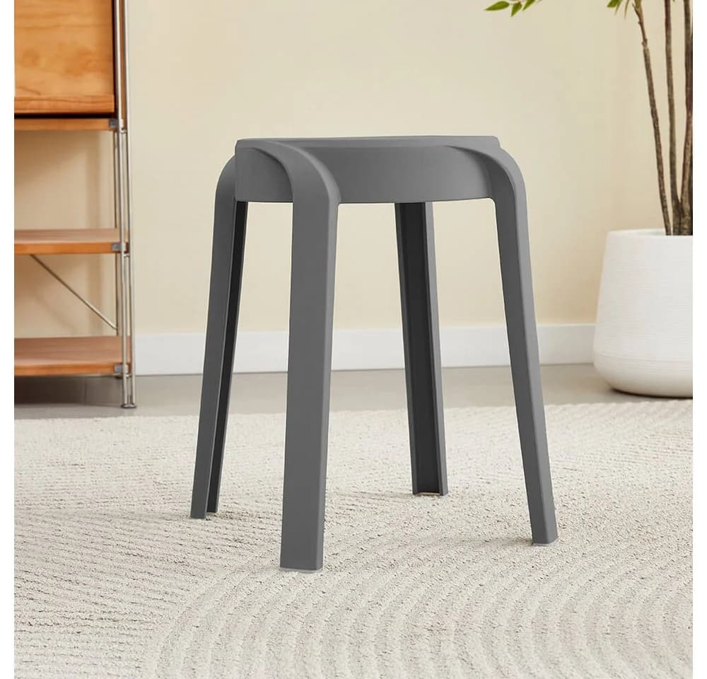 HOME DELUXE Stapelhocker NIVO Grau Polypropylen