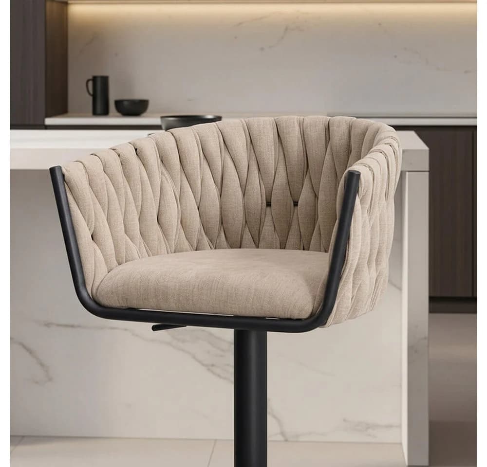 HOME DELUXE Barhocker SAMIR - Höhenverstellbar, Polyester-Samt, Schwarz - Bild 3