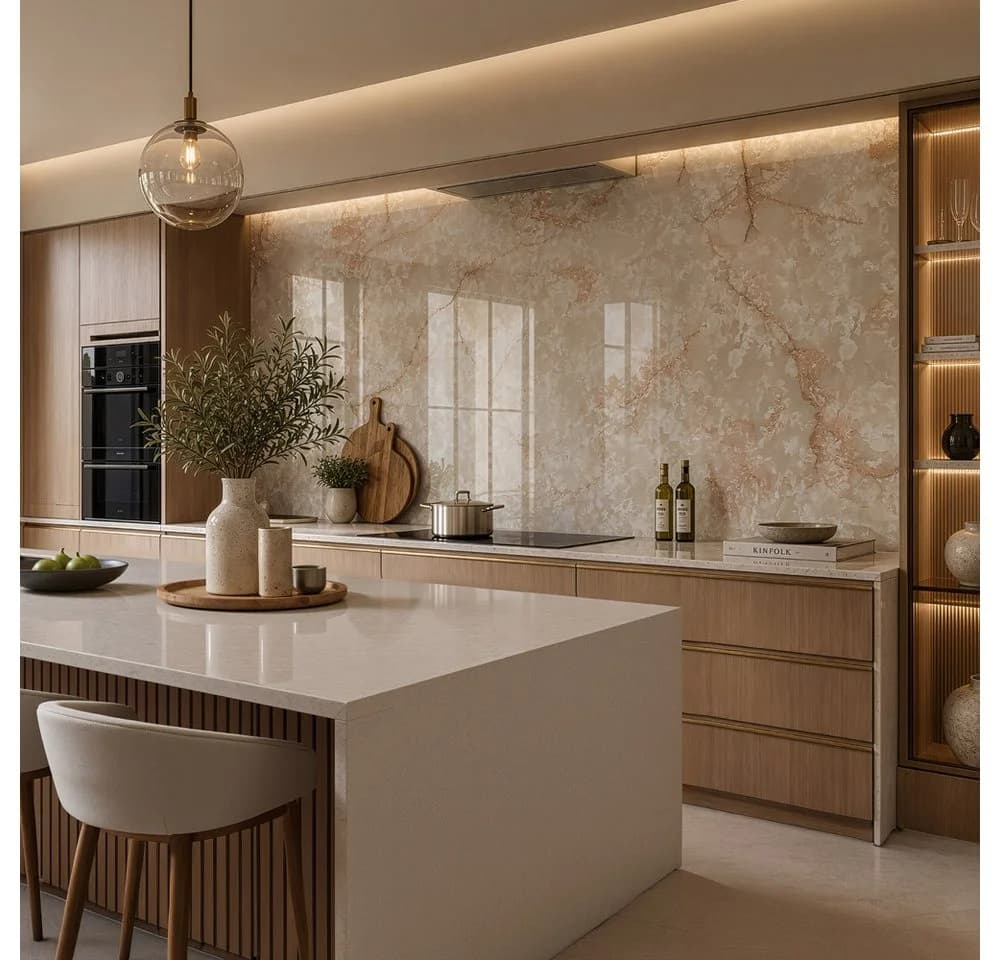 HOME DELUXE Wandpaneel EDA Marmoroptik Weiß Grau Hochglanz