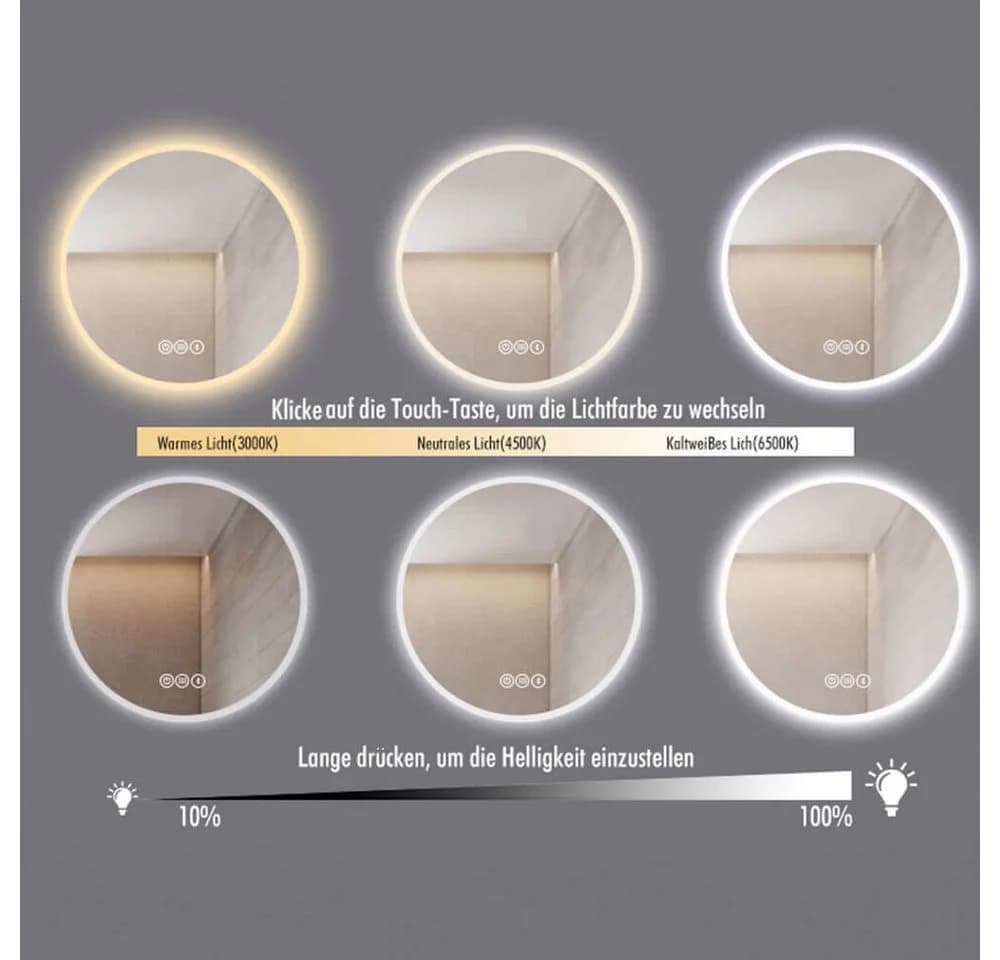 Home Deluxe LED Badspiegel Rund FIANA mit Dimmer - Bild 4