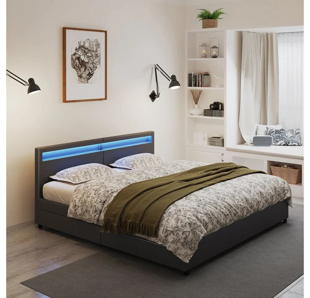 HOME DELUXE LED Familienbett NUBE 270x200 cm Kunstleder