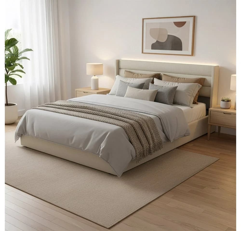 HOME DELUXE LED Bett SORINA 140/160/180/200 Beige mit LED-Beleuchtung - Bild 2