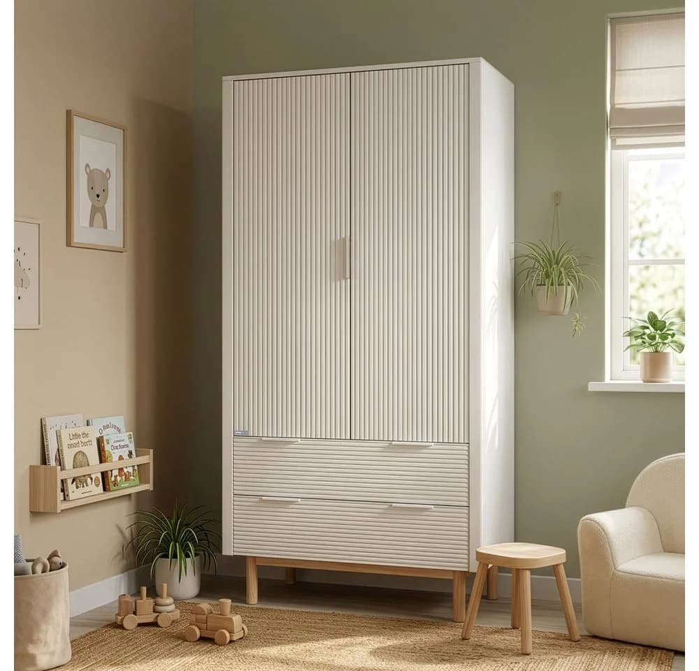 HOME DELUXE Kleiderschrank COCO Weiß mit Schubladen & Kleiderstangen - Bild 2