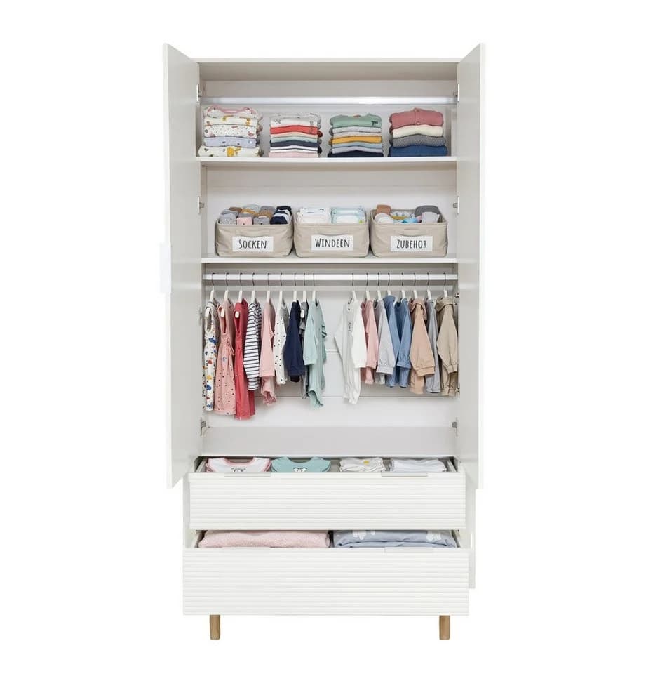 HOME DELUXE Kleiderschrank COCO Weiß mit Schubladen & Kleiderstangen - Bild 4