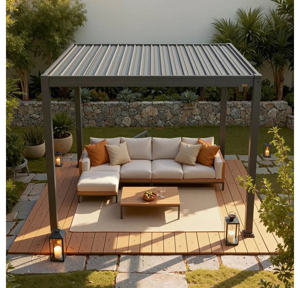 HOME DELUXE Lamellenpavillon ROVAS Anthrazit mit verstellbaren Lamellen