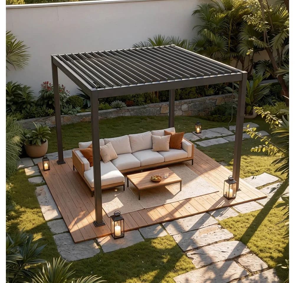 HOME DELUXE Lamellenpavillon ROVAS Anthrazit mit verstellbaren Lamellen - Bild 3