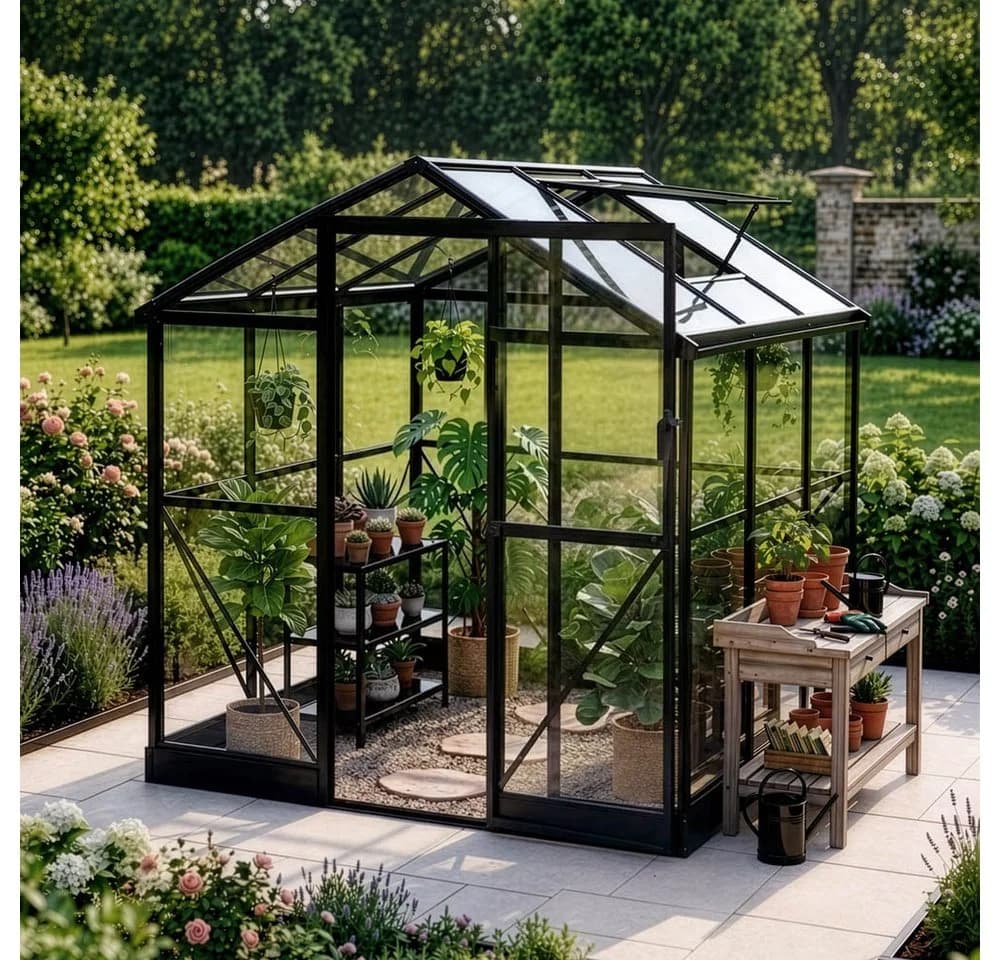 HOME DELUXE Gewächshaus ALBORA Schwarz Polycarbonat - Bild 2