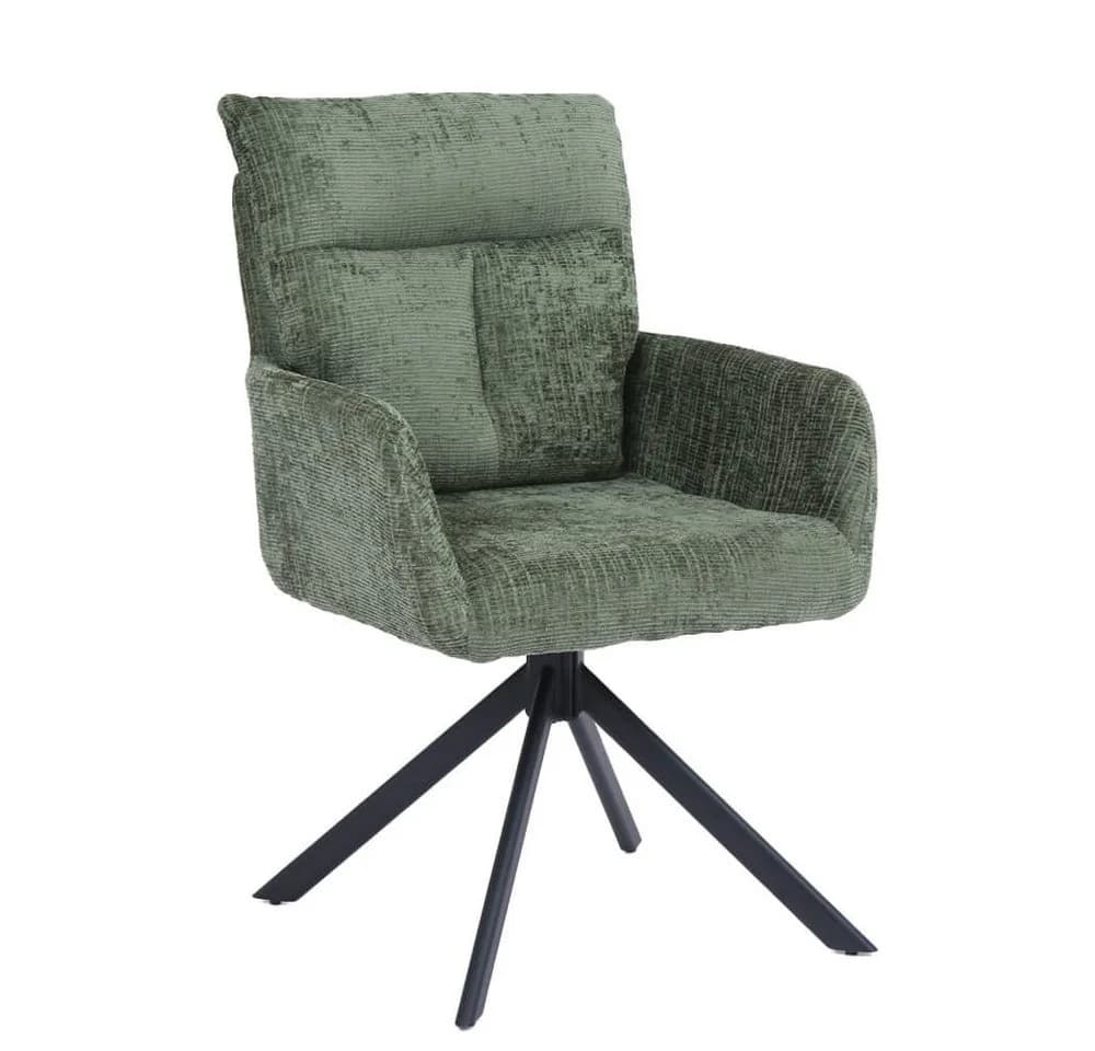 HOME DELUXE Esszimmerstuhl ALUNA mit Armlehne Grün 360° Drehfunktion - Bild 2