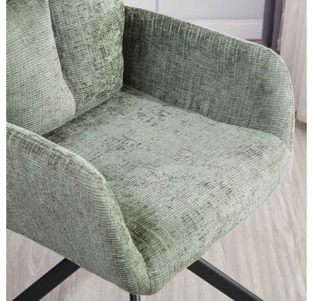 HOME DELUXE Esszimmerstuhl ALUNA mit Armlehne Grün 360° Drehfunktion - Bild 3
