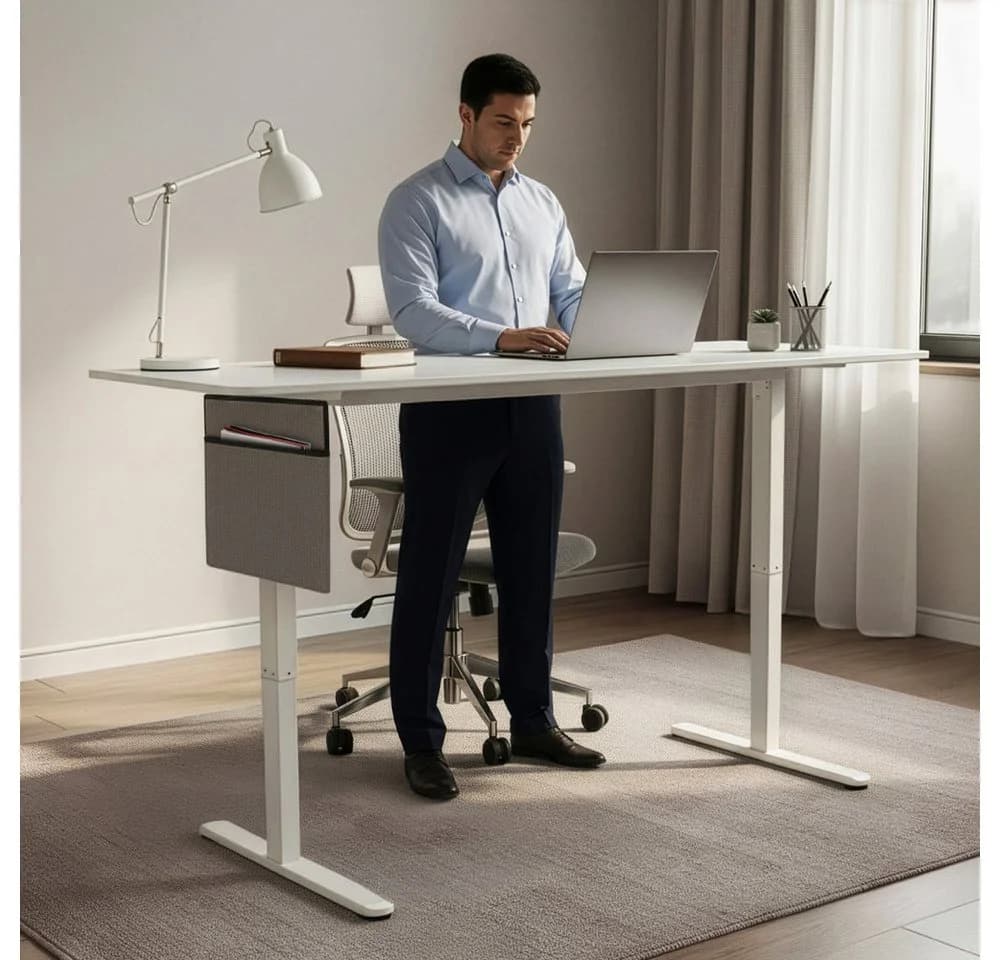 HOME DELUXE ELMO Höhenverstellbarer Schreibtisch Weiß - Bild 3