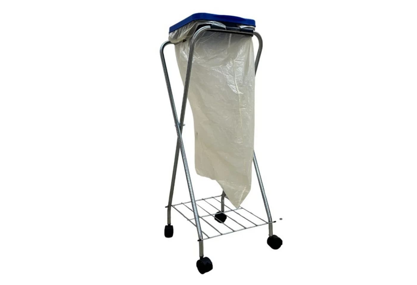 SCHULTE Regalwelt Müllsackständer mit Rollen, Klemmring und Ablage silber - Bild 2