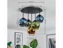 hofstein Retro Deckenleuchte Metall/Glas Schwarz/Blau/Grün/Gold 5x E14 Bild 4