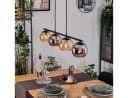 hofstein Pendelleuchte Hängeleuchte Metall/Glas Schwarz/Chrom/Rauch/Bernstein Bild 2